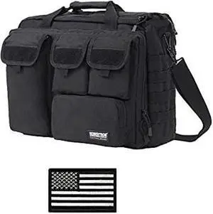 Seibertron 14.1" Shoulder Bag Black and Embroidery US Flag Black