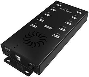 USB Hub, Sipolar 10-Port Powered USB Data Hub with LED Indication Multiple USB Port Hub Splitter with 12V 10A Power Adapter, Cooling Fan and Mounting Brackets