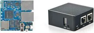 NanoPi R2S Open Source Mini Router with Dual-Gbps Ethernet Ports 1GB DDR4 Based in RK3328 Soc for IOT NAS Smart Home Gateway, Bundle with CNC Metal Case