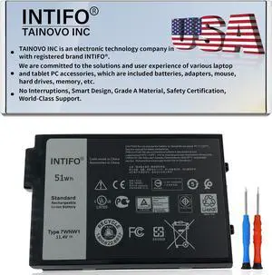 INTIFO 51Wh 7WNW1 Laptop Battery Compatible with Dell Latitude 5420 5424 7424 Rugged Extreme Series Notebook 0GK3D3 GK3D3 0DMF8C DMF8C 06NNCF 6NNCF 0DP3KF DP3KF [11.4V 51Wh 3-Cell]