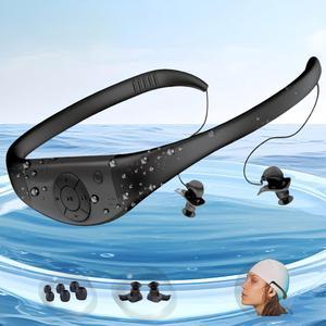 Waterproof MP3 player for swimming, Waterproof Headphones,Swimming Headphones | 8GB Memory, 20H Playing Time, Waterproof Swimming Underwater 3 Meters, IPX8 Certified, Shuffle/Order/Single Feature