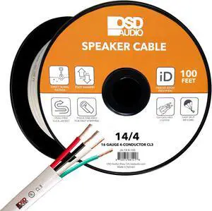 OSD 14/4 Speaker Wire 14 AWG/Gauge 4 Conductor 100Ft UL List in Wall Direct Burial Graded CL2/CL3 Oxygen Free Copper OFC - White