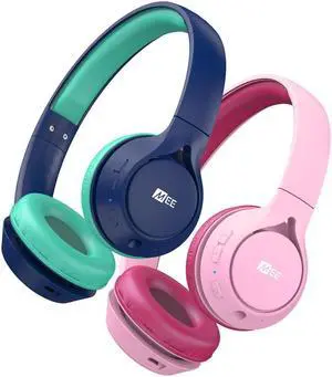 MEE audio KidJamz KJ45BT Children's Safe Listening Bluetooth Wireless Headphones (2Pack, BL&PK)