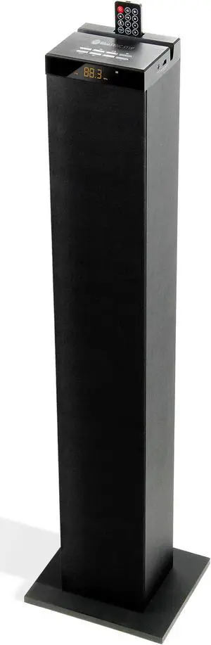 GOgroove Bluetooth Tower Speaker with Subwoofer Built in - Floorstanding Home Speaker with Powerful Bass and Dual Drivers, 120W Peak Power, MP3 3.5mm Aux, USB 2.0 Port Flash Drive, FM Radio (Single)