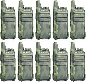 Retevis RT22 Walkie Talkies Rechargeable, Portable Two-way Radios Long Range, Camouflage, Mini, Lightweight, VOX Hands Free, Handheld 2 Way Radios for Adults Hunting School Restaurant (10 Pack)