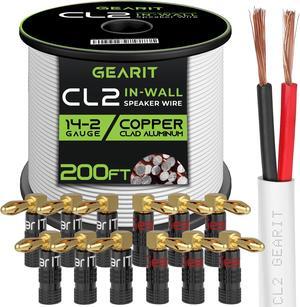 200ft 14ga CL2 Speaker Wire & 12 Rt Angle Banana