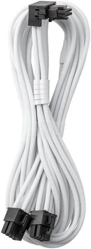 CableMod C-Series Pro ModMesh Sleeved 12VHPWR 90° StealthSense PCI-e Cable for Corsair - Variant B (White, 16-pin to Dual 8-pin, 60cm)