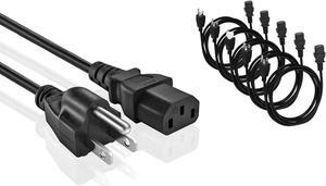 (5-Pack) 25ft. Universal PC Power Cord - 3 Prong AC Power Cable Replacement for Computer, Monitor, Scanner, Printer - IEC 320 C13 to NEMA 5-15P, 18awg, 125V 10 Amp (25-feet)