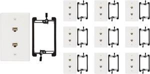 BUYER'S POINT Cat6 Female-to-Female Wall Plate | UL Listed, 2 Ports with an Easy Install Low Voltage Mounting Bracket, Perfect for High Speed Data Connection at Work or Home (White) -- 10 Pack