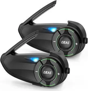 EJEAS Q8 Motorcycle Helmet Bluetooth Intercom, New Mesh 3.0 Group Intercom System with Music Sharing and Channel Switching for 6 Riders Talking at The Same Time (2 Pack)