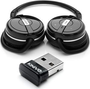 Kinivo BTH240 Bluetooth Headphones with BTD-400 USB Bluetooth PC Adapter (Black, Bluetooth 4.0, Compatible with Windows, Raspberry Pi, Linux, On-Ear, Hands-Free Calling, Built-in Mic, Foldable)
