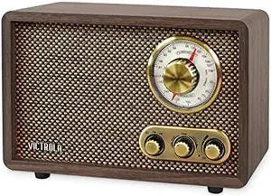 Victrola Retro Wood Bluetooth FM/AM Radio with Rotary Dial, Espresso