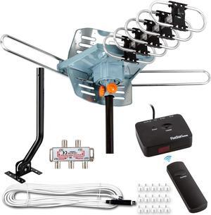 Five Star HDTV Antenna Amplified Digital Outdoor Antenna 150 Miles Range, 360 Degree Rotation Wireless Remote, with 40FT RG6 Coax Cable Installation Kit and Mounting Pole 5 TVs