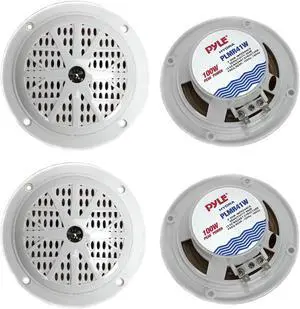 Pyle PLMR41W 4" 100W Marine Waterproof Audio Stereo Speaker System, for Outdoor Boat, Car, & Poolside Use, White (4 Pack)