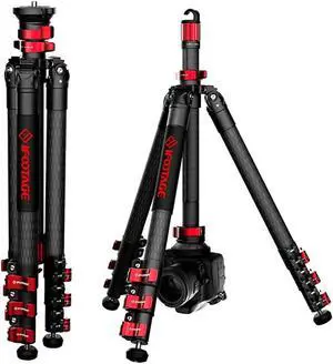 IFOOTAGE Tripod TC5S, 59" Carbon Fiber Video Tripods, 4 Sections Portable Travel Camera Tripod with Centre Pole, Payload 13.2 lbs