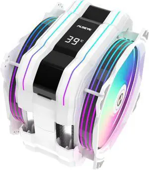 ALSEYE M120D Plus CPU Cooler Digital, CPU Air Cooler with Temperature Display, 120mm Max Series Fan with ARGB&PWM, Compatible with Intel LGA 1700/1200/115X/2011/2066/1366/775AMD AM4., white