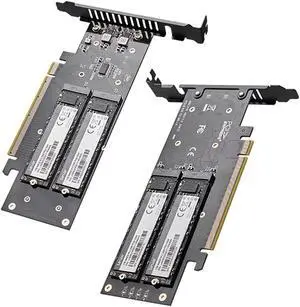 JEYI Quad NVMe PCIe 4.0 Expansion Card, Supports 4 NVMe M.2 SSD 2280 up to 8TB, Raid Bandwidth 256Gbps, Required Bifurcation