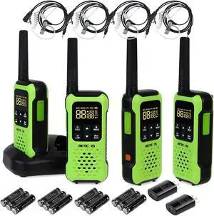 Retevis RT49P Waterproof Walkie Talkie, IP67 Portable FRS Two-Way Radios, Handheld Walkie Talkies Rechargeable Floatable, NOAA, Flashlight SOS, for Golf, Fishing, Hunting 4 Pcs