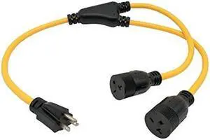 Parkworld 60509 NEMA 6-20 Splitter, 6-20P to (2) 6-20R (T-Blade Female Also for 6-15R Adapter) 250V, 20A, 5000W, 3 Feet