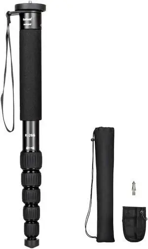 Koolehaoda Camera Monopod 61" Aluminum Portable Photography Unipod Stick, 6-Section Telescopic, Folding is only 15" Compact Travel Monopod for Cameras Mirrorless & DSLR, Easy to Carry (K-266 Black)