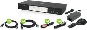 IOGEAR 4-Port Dual View DisplayPort KVMP Switch - 4K 60Hz - 2 DisplayPort In Per Channel - 2-Port USB 3.1 Hub 5Gbps - Keyboard Mouse Input - 7.1 HD Audio - Front Panel Selector - TAA Mac/Win - GCS1944