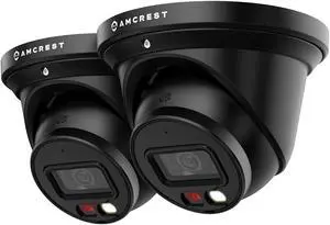 Amcrest 2-Pack UltraHD 4K (8MP) IP PoE AI Camera, 49ft Nightcolor, Security Outdoor Turret Camera, Built-in Mic, Human Detection, Active Deterrent, 129° FOV, 4K@15fps 2PACK-IP8M-2779EB-AI (Black)