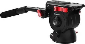 IFOOTAGE Video Camera Tripod Fluid Drag Pan Head with 1/4" and 3/8" Screws Sliding Quick Release Plate for Canon Nikon Sony DSLR Camcorder Shooting Filming