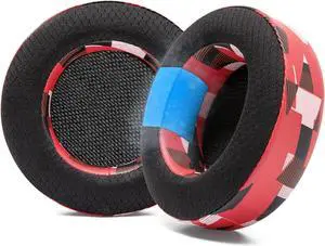 WC Freeze Virtuoso - Hybrid Fabric Cooling Gel Replacement Earpads for Corsair Virtuoso Gaming Headset, Made by Wicked Cushions, Improved Durability, Thickness and Sound Isolation | Red Prism