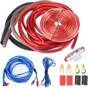 Akozon Car Speaker Installation Kit, Universal 4 Guage 2800W Car Audio Subwoofer Amplifier Speaker Cable Installation Kit for Car Audio Modification