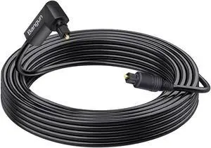 90 Degree Optical Audio Cable 60 feet, Slim Long Digital Audio Toslink Cable, 360 Degree Right Angle Fiber Optic Sound Cord for Sound Bar, TV, PS4, Xbox, Home Theater