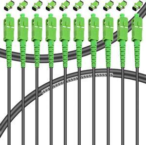 Bangun 10-Pack - 5m SC/APC to SC/APC Fiber Optic Internet Cable, Armored Single Mode Patch Cable, Fiber Optic Jumper Optical Patch Cord - SIMPLEX - 9/125um - OS1/OS2 Compatible, LSZH Black