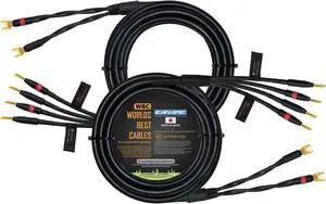 WORLDS BEST CABLES 25 Foot - Canare 4S11  Audiophile Grade - HiFi Star-Quad Bi-Wire Speaker Cable Pair with Eminence Gold Banana & Spade Connectors [Spade x2  Banana x4]