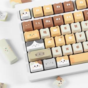 Generic PBT Cat Stacking Keycaps Set Profile Cute Keycaps 143 Keys Custom Dye-Sublimation ISO ANSI Keyboard Keycaps for 60% 65% 70% 75% 100% Cherry Gateron MX Switches Mechanical Keyboards