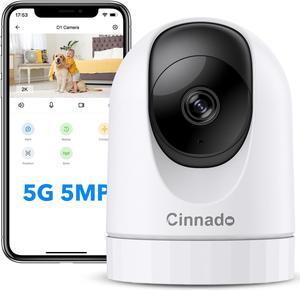 Cinnado 5MP Security Camera Indoor-5G/2.4G Dual WiFi Cameras for Home Security with Audio and Video Ideal for Pet/Nanny/Baby Monitor, 360 Auto Tracking, SD/Cloud Storage, Support Alexa/Google Home, D1