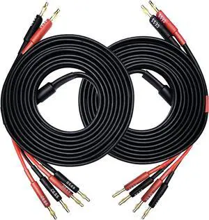 CESS-106-10f Banana Plug Splitter Speaker Cable, 2 Banana Plugs to 4 Banana Plugs, 12 Gauge, 2-Channel (10 Feet)