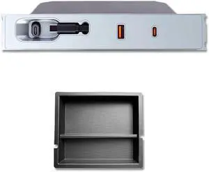 CoolKo USB Hub Fit Center Console Silicone Buttom Pad + Dock Station - 20W USB & 30W Type-C Ports, 800mm Type-C Cable Compatible with Tesla Model 3 2024