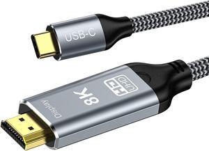 DGHUMEN 8K USB C to HDMI 2.1 Cable 3.3Ft, 48Gbps USB Type-C to HDMI Braided Cord (8K@60Hz,4K@120Hz) Compatible with Thunderbolt 4/3, for iPhone 15/15Promax, MacBook Air, iPad, XPS 17