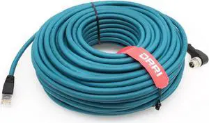 DRRI Right Angle M12 X-Coded 8 Pole to RJ45 Industrial Ethernet Cat 7e Cable for Machine Vision (15M)