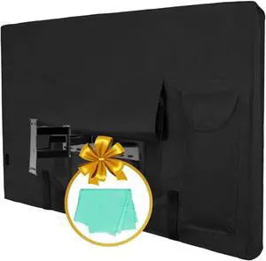 Easy-Going Outdoor TV Cover for 50 to 52 inches LCD, LED, Waterproof, Weatherproof and Dust-Proof TV Screen Protectors with Cleaning Cloth (52 inch,Black)