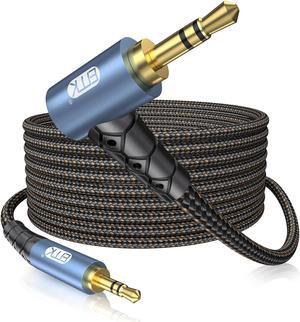 EMK 90 Degree Aux Cable 3.5 mm Auxiliary Cord Male to Male Stereo Aux Cable for Car 24K Gold Plated Hi-Fi Sound Quality Nylon Braided for Laptop Phone Tablet MP3 Player Stereo Speaker (30ft/10m)