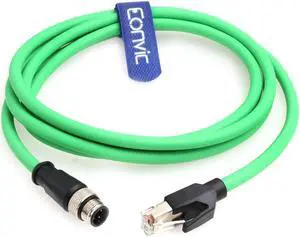 Eonvic M12 4-pin Male to RJ45 E4 Plug High Flex Cat5e Industrial Ethernet Cable Dynamic PUR
