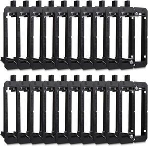 20 Pack Single Gang Low Voltage Mounting Bracket, Flush Mounting Wall Plate, Pass Through Wall Plates for Networking, HDMI, Coaxial Cables, Speaker Wires-Black