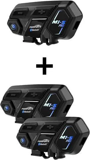 Fodsports Save $50 on 3 Pack M1-S PRO Motorcycle Bluetooth Headset Up to 8 Riders Helmet Intercom with Usable While Charge Universal Connection with Other Brands Motorcycle Bluetooth Intercom