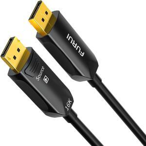 FURUI Fiber Optic DisplayPort Cable 2.1 50ft, 16K Fiber DisplayPort 2.0 Cable Supports 80Gbps, 16K@60Hz, 8K@120Hz, 4K@240Hz 165Hz 144Hz, 2K@360Hz, DSC 1.2a Display Port 2.1 Cord for Gaming Monitor