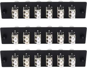 fyboptwu - 12 Fibers LC to LC Duplex Multi-mode Fiber Patch Panel with 6 pcs LC/LC UPC Duplex Multimode Fiber Optic Coupler Adapters Connector, 3pcs