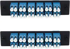 fyboptwu - 24 Fibers LC to LC Duplex Single Mode Fiber Patch Panel with 12 pcs LC/LC UPC Duplex Singlemode Fiber Optic Coupler Adapters Connector, 2pc