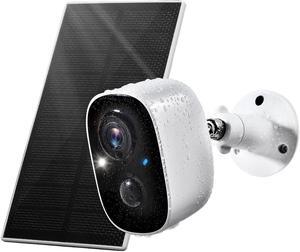 Solar Security Cameras Wireless Outdoor, Outdoor Camera Wireless 2-Way Talk Battery Powered Wi-Fi Cameras for Outside/Indoor 1080P Night Vision AI Motion Detection Spotlight Siren Alarm Waterproof