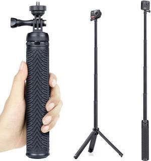 GEPULY 28''Aluminum Extendable Tripod Selfie Stick Monopod for Phone GoPro Hero 12 11 10 9 8 7 6 5 4,Session, Fusion Max, AKASO, SJCAM,OSMO Action Cameras(3-in-1: Hand Grip, Selfie Stick,Tripod Stand)