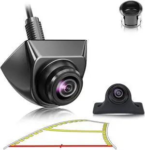 GreenYi Dynamic Trajectory Guide Line Reverse Rear View Backup Camera + Hidden/Flush Mount Holder Shell
