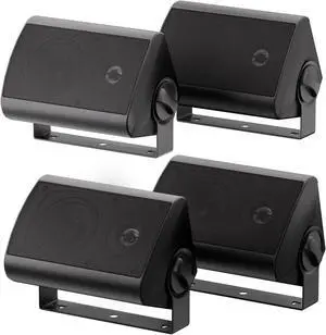 Herdio Passive Outdoor Speakers Wired Waterproof, 4 Inches 2-Way 400W Wall Mounted Speakers with Dome Tweeter, All-Weather Durability, for Patio Porch Backyard (2Pairs, Black)
